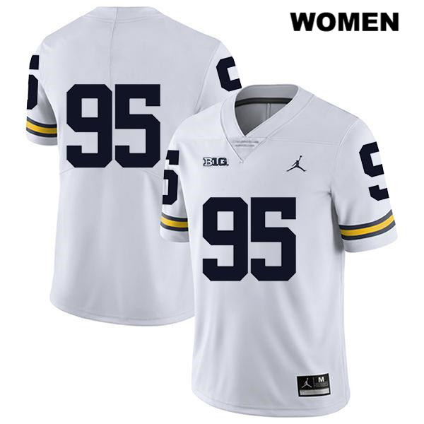 Women's NCAA Michigan Wolverines Donovan Jeter #95 No Name White Jordan Brand Authentic Stitched Legend Football College Jersey UF25J22HF